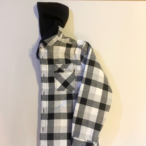 Workwear Insulated Hoodie Spring Coat Black and White Plaid Men Sz Large - Picture 3 of 5